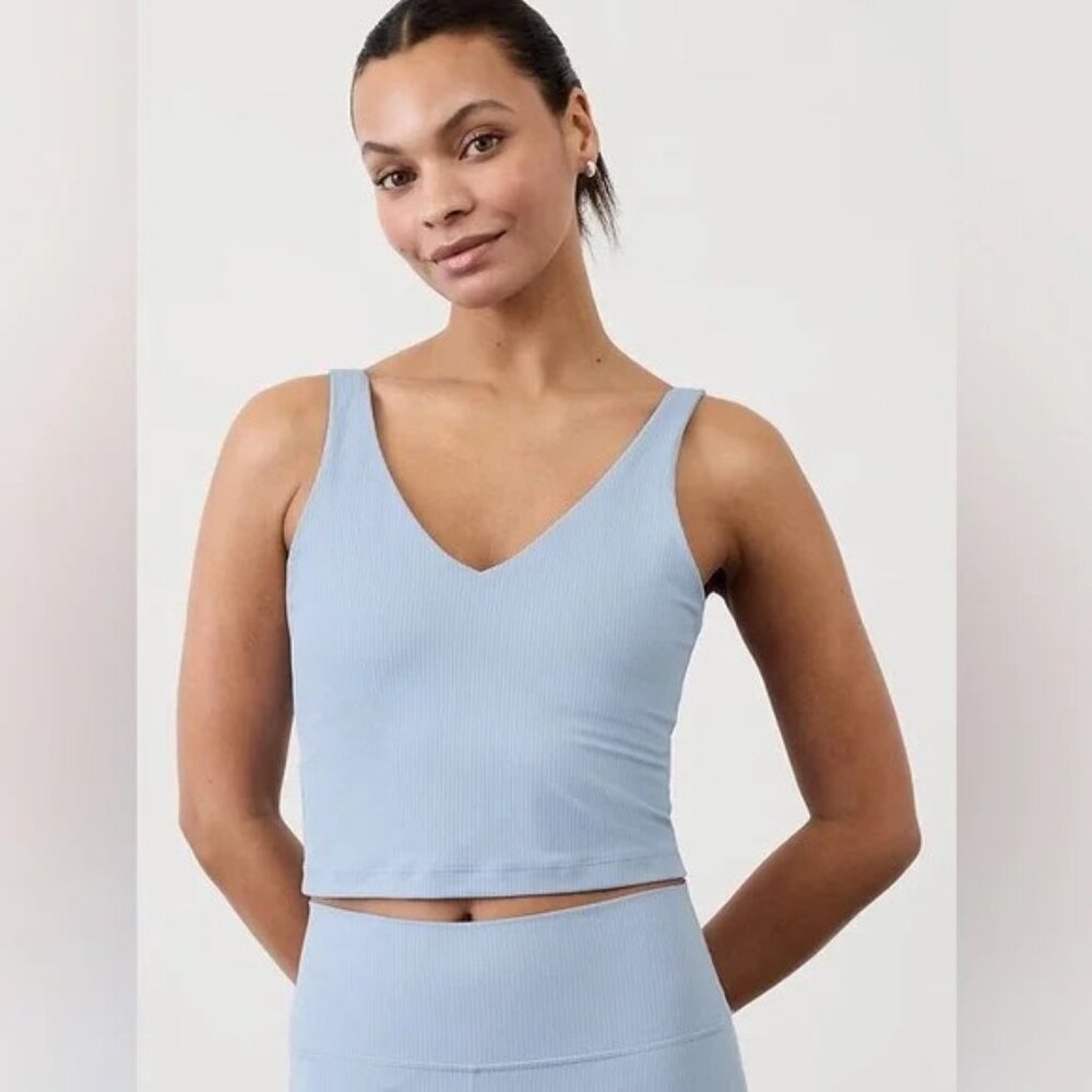 Athleta Transcend V Neck Rib Crop Sports Bra A-C